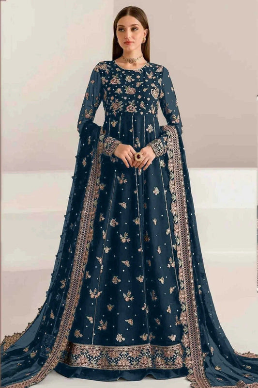 Blue Faux Georgette Anarkali Suit NCSM11410135