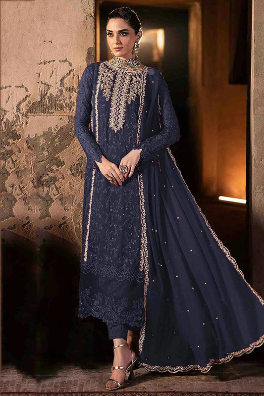 Blue Faux Georgette Pakistani Suit NCSM11410133
