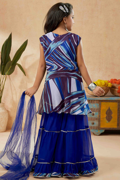 Blue Faux Georgette Sharara Suit NCGW10710845