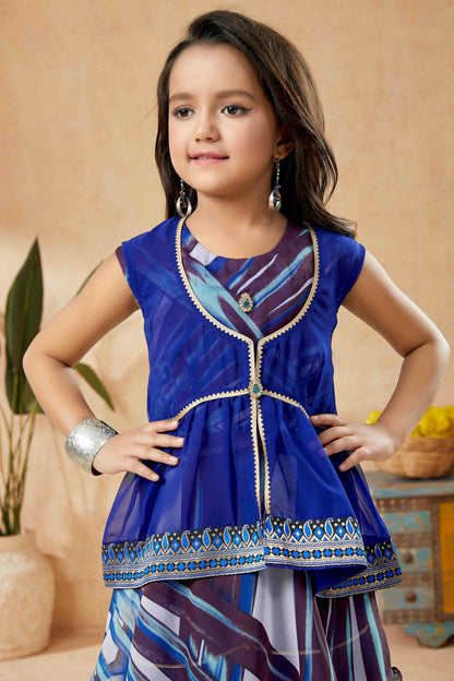 Blue Faux Georgette Sharara Suit NCGW10710846