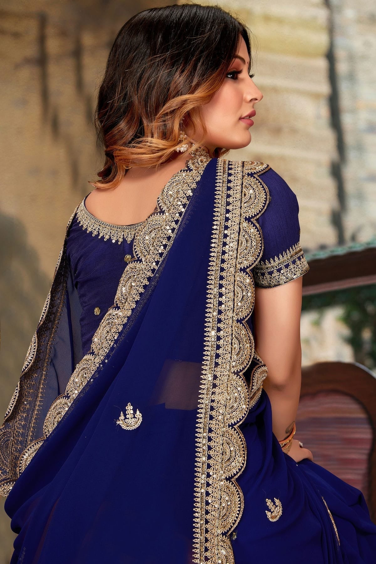 Blue Georgette Designer Saree NCLC11210408