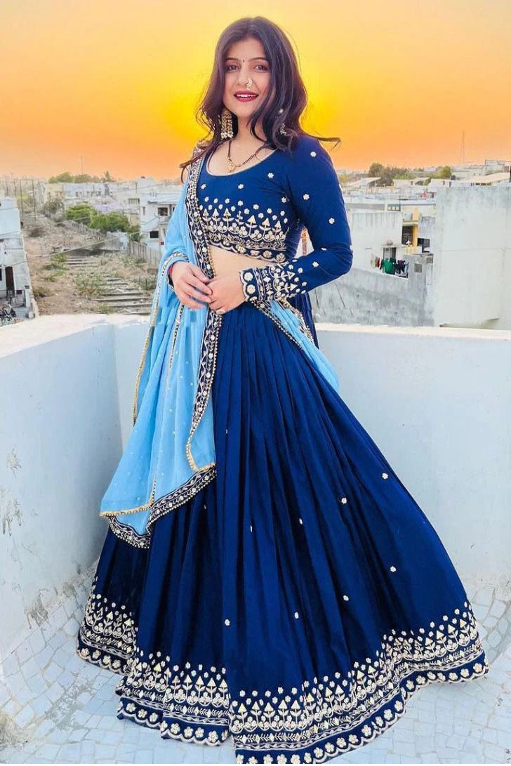 Blue Georgette Embroidery Lehenga Choli NCLC10210153
