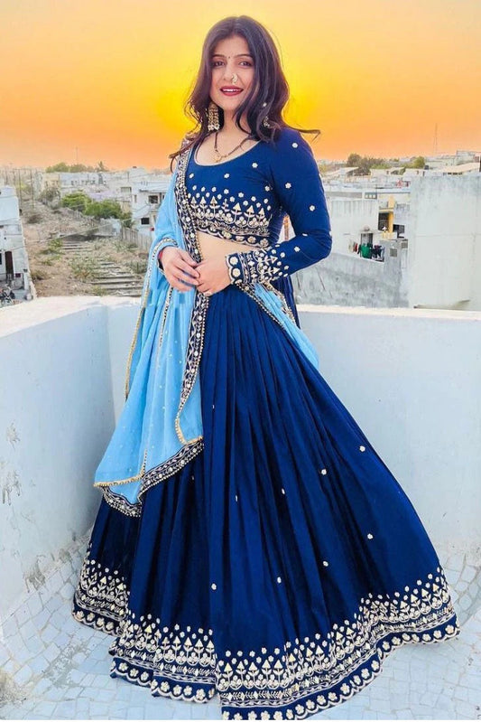 Blue Georgette Embroidery Lehenga Choli NCLC10210153