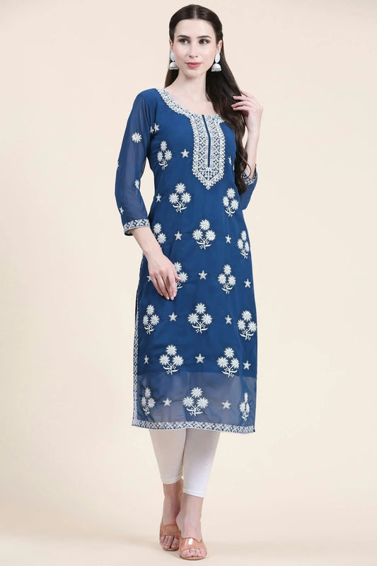 Blue Georgette Kurti NCKR11112041