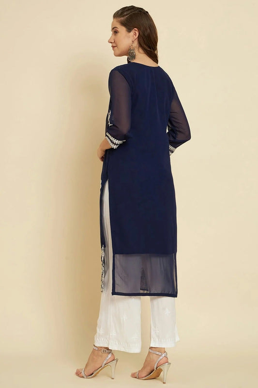 Blue Georgette Kurti NCKR11112047