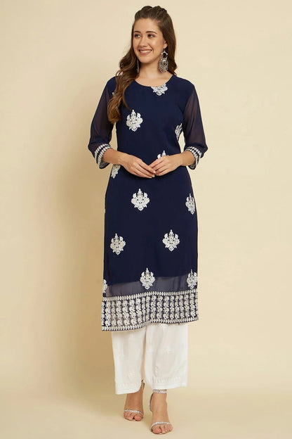 Blue Georgette Kurti NCKR11112047