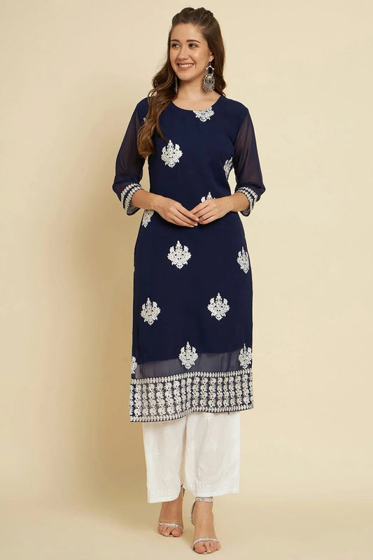 Blue Georgette Kurti NCKR11112047