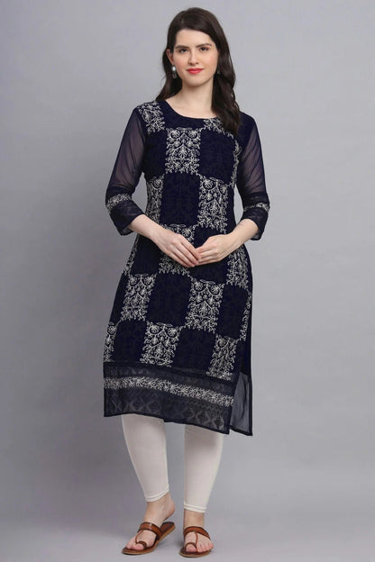 Blue Georgette Kurti NCKR11112103