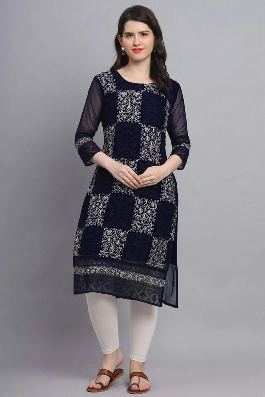 Blue Georgette Kurti NCKR11112103