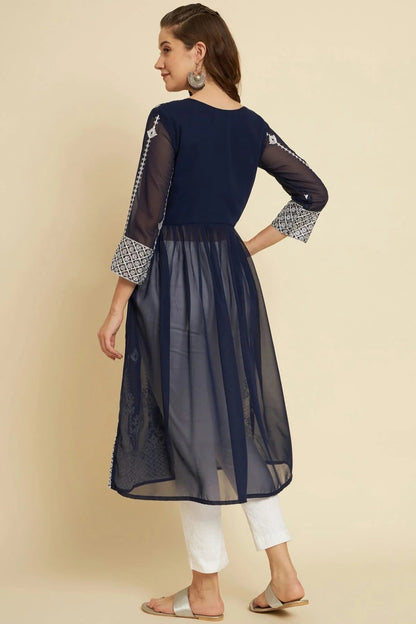 Blue Georgette Kurti NCKR11112183