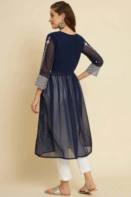 Blue Georgette Kurti NCKR11112183