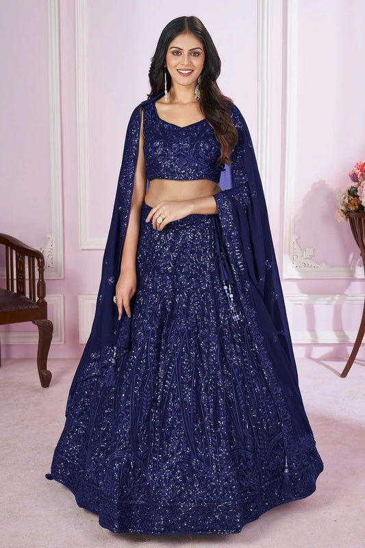 Blue Georgette Lehenga Choli NCLC10110122