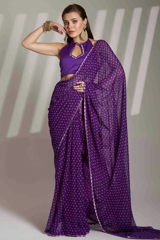 Blue Georgette Printed Saree NCSD11110976