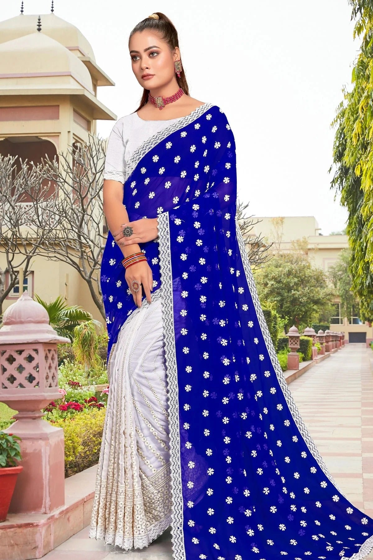 Blue Georgette Saree NCSD10910291