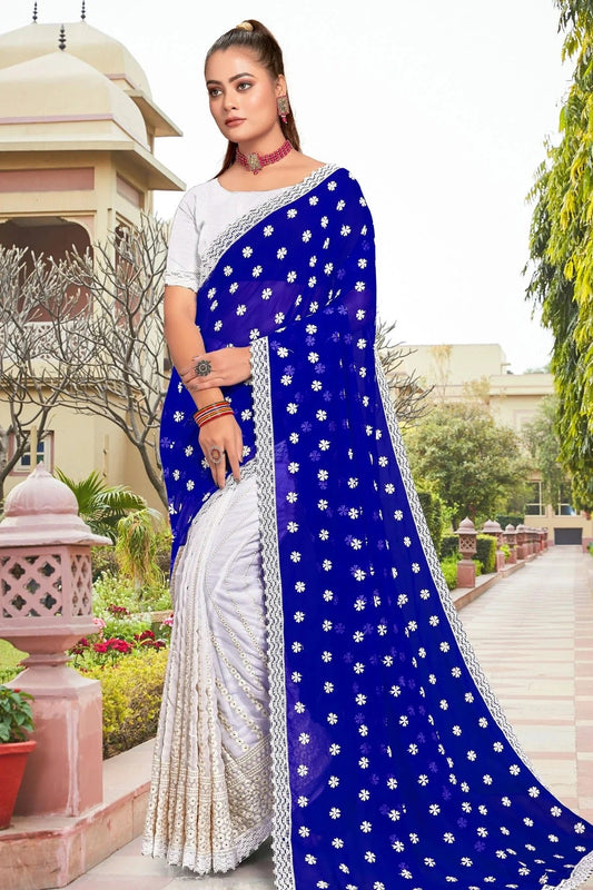 Blue Georgette Saree NCSD10910291