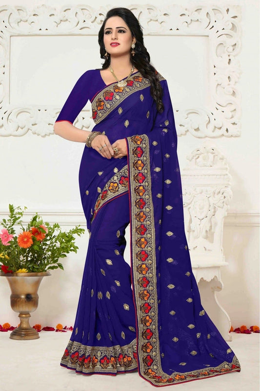 Blue Georgette Saree NCSD11210591