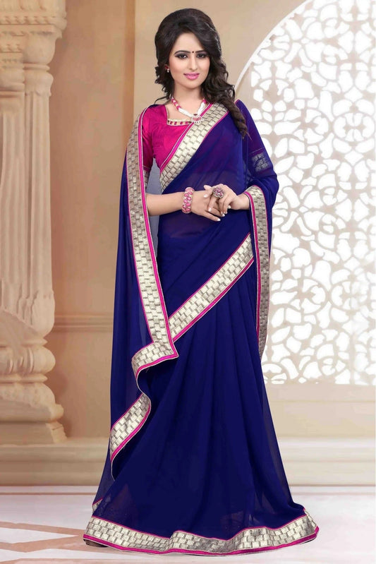Blue Georgette Saree NCSD11210786
