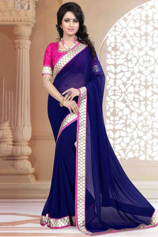 Blue Georgette Saree NCSD11210786