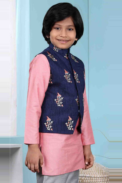 Blue Handloom Silk Jacket  NCBW10710742