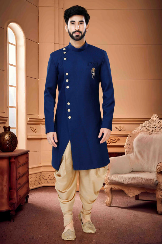 Blue Indo Western In Terry Rayon NCSH11310214