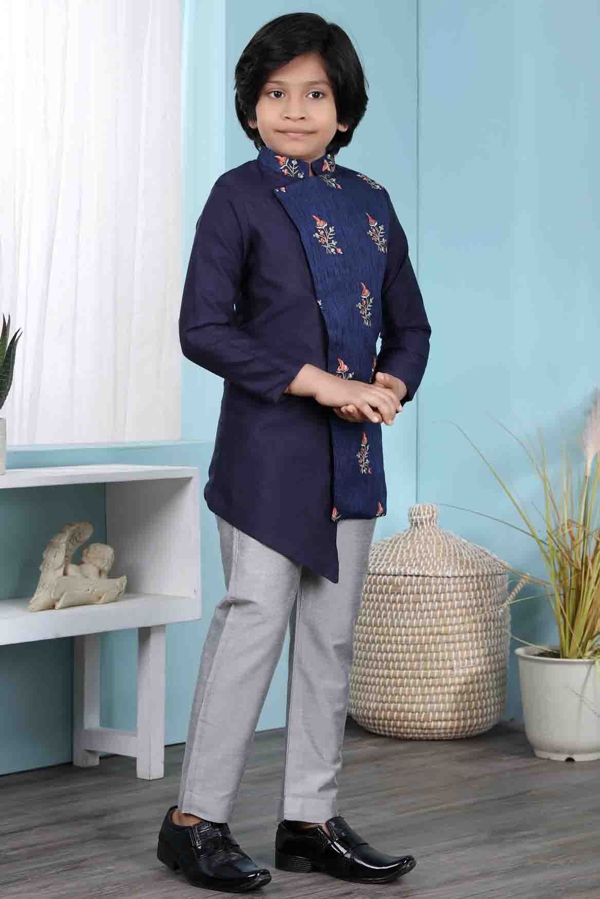 Blue Jacquard Sherwani NCBW10710683