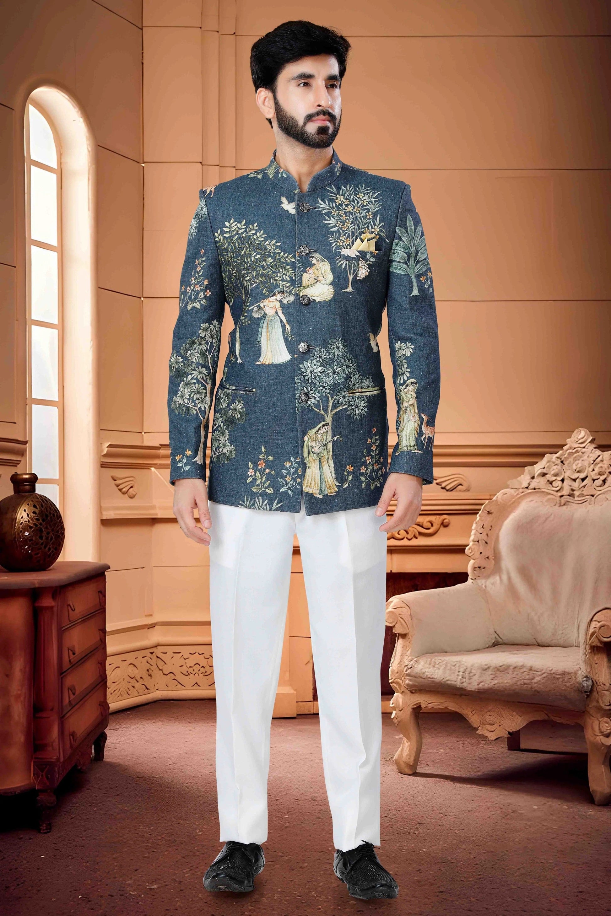 Blue Jodhpuri In Handloom Cotton NCJP11310099