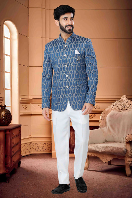 Blue Jodhpuri In Jacquard NCJP11310104