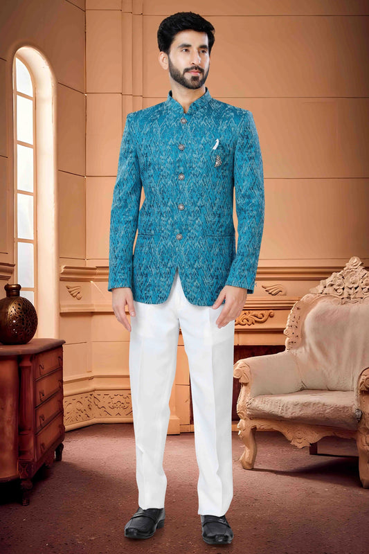 Blue Jodhpuri In Jacquard NCJP11310110