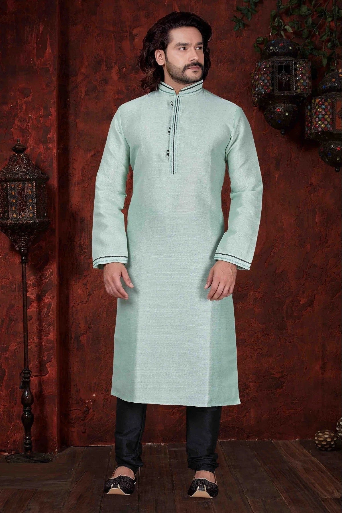 Blue Kurta Pajama In Silk NCKP10410605