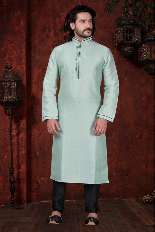 Blue Kurta Pajama In Silk NCKP10410605