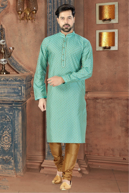 Blue Kurta Pajama In Silk NCKP10410646
