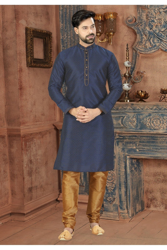 Blue Kurta Pajama In Silk NCKP10410647