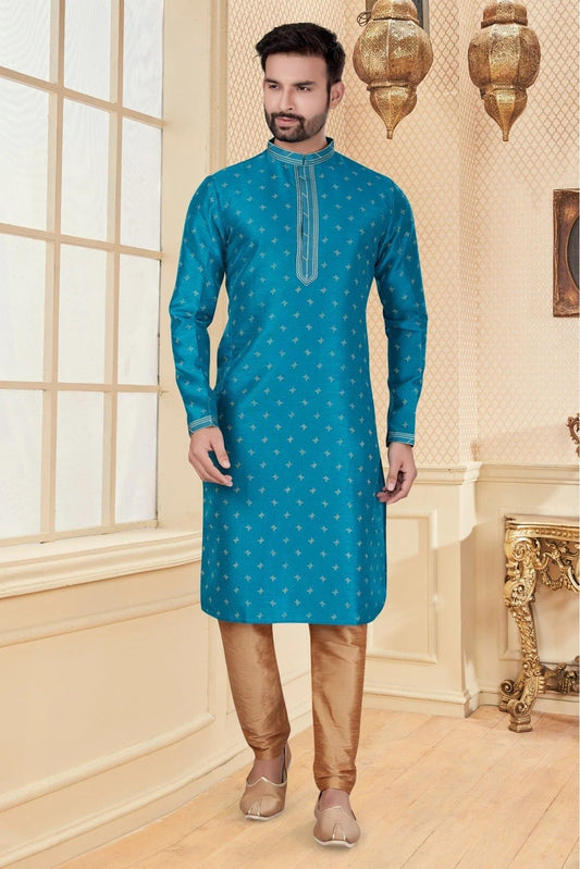 Blue Kurta Pajama In Silk NCKP10410656
