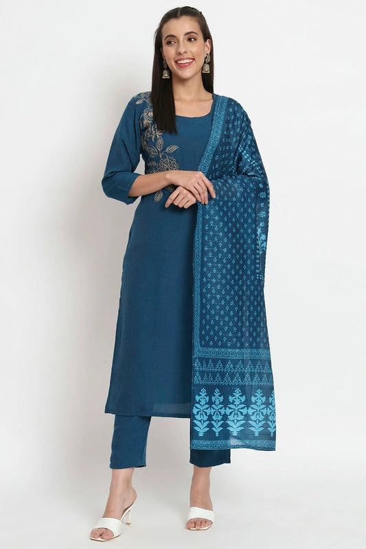 Blue Magic Cotton Stitched Salwar Suit NCSS11111908