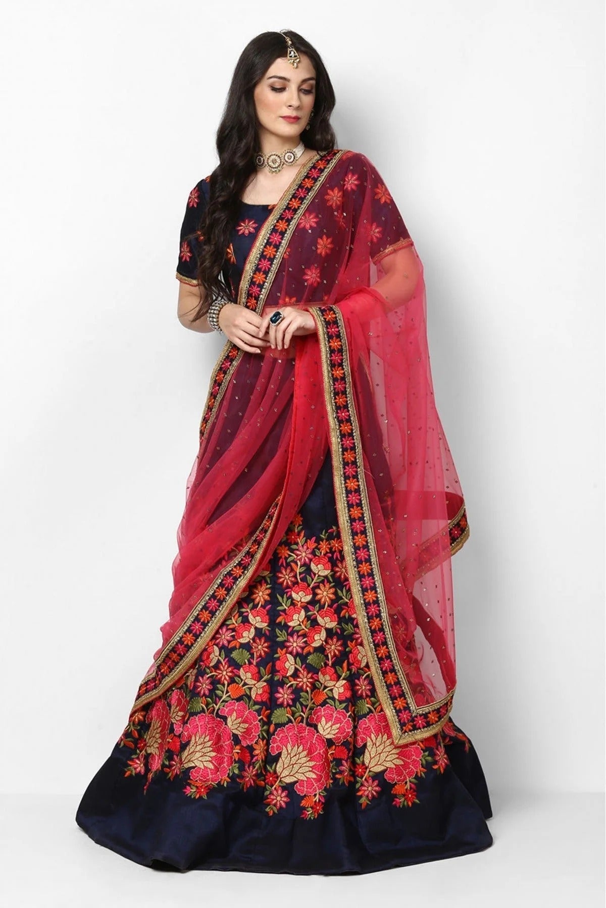 Blue Malbari Silk Embroidery Lehenga Choli NCLC10810603
