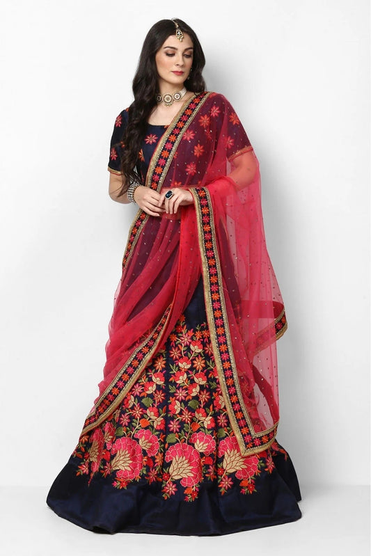 Blue Malbari Silk Embroidery Lehenga Choli NCLC10810603