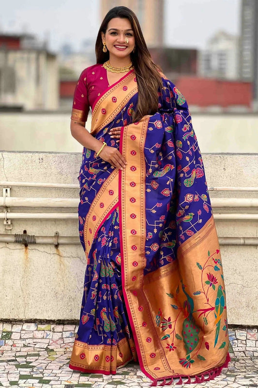 Blue Meenakari Soft Silk Paithani Sarees  NCSD11110618