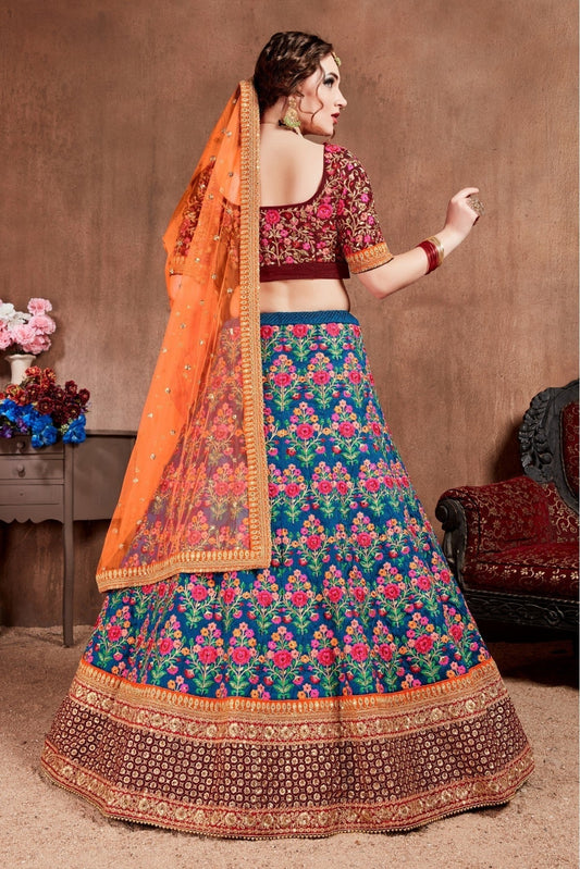 Blue Mulberry Silk Lehenga Choli NCLC10110266