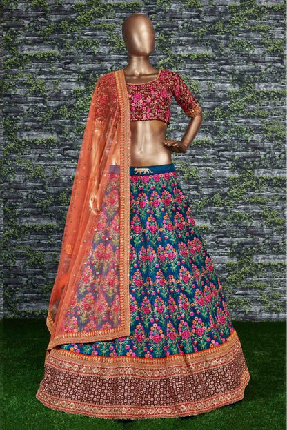 Blue Mulberry Silk Lehenga Choli NCLC10110266