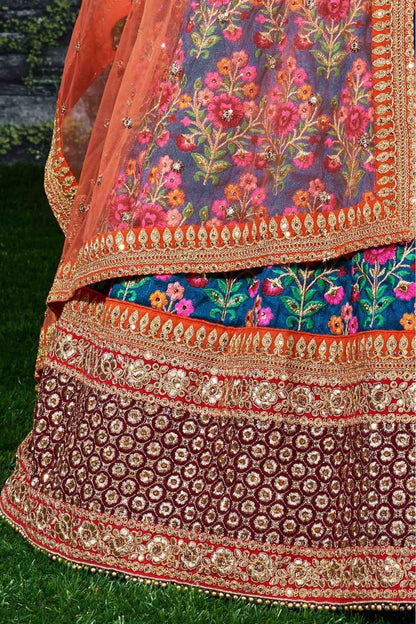 Blue Mulberry Silk Lehenga Choli NCLC10110266