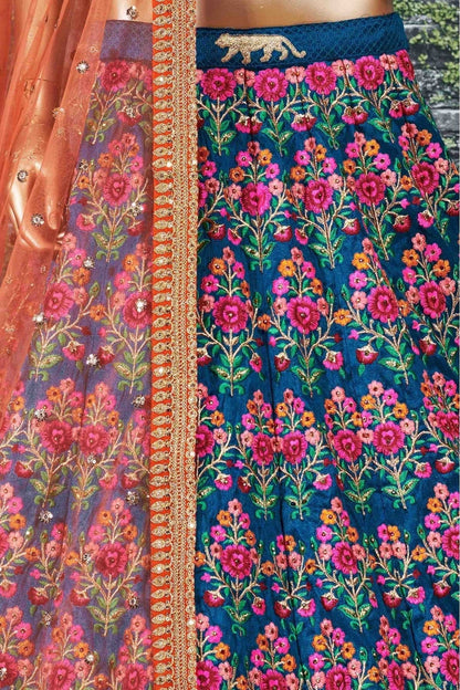 Blue Mulberry Silk Lehenga Choli NCLC10110266