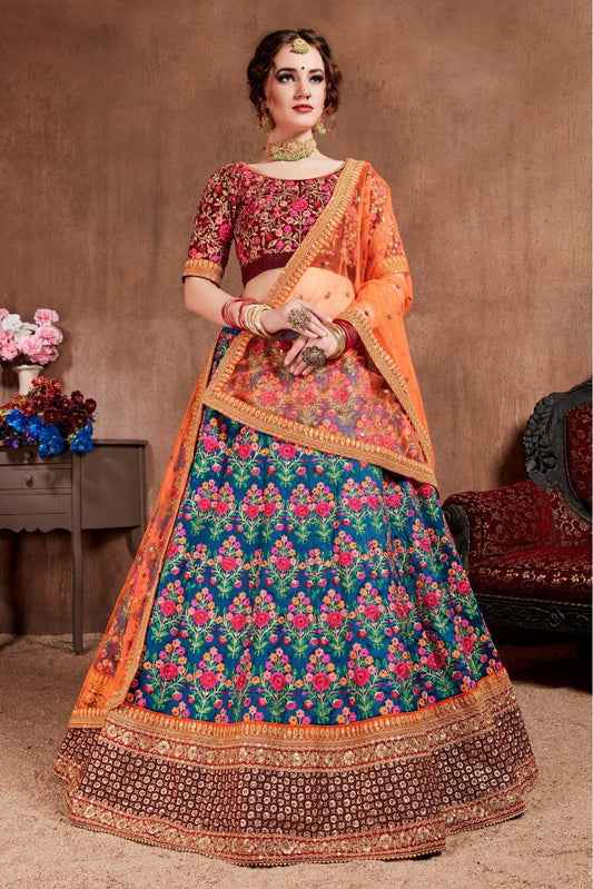 Blue Mulberry Silk Lehenga Choli NCLC10110266