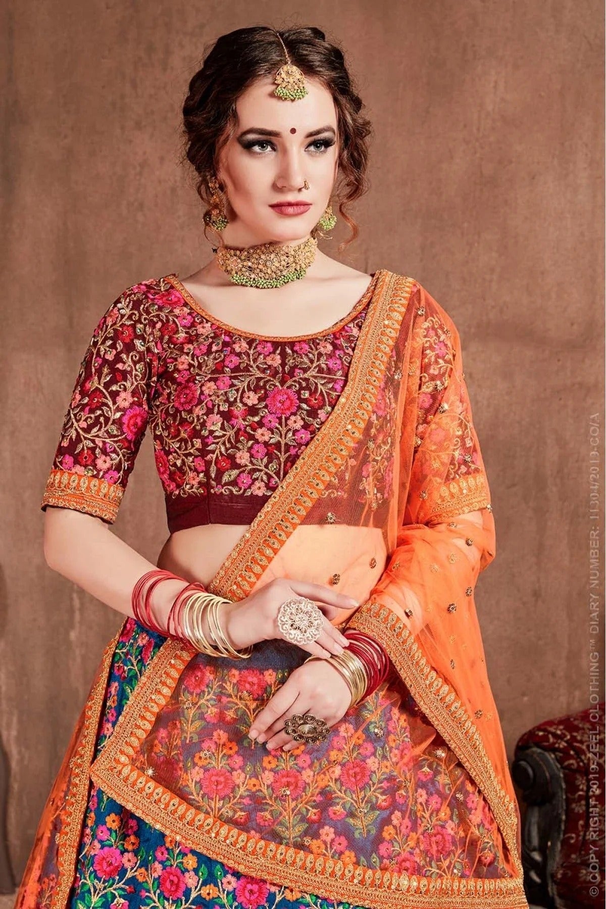 Blue Mulberry Silk Lehenga Choli NCLC10110323