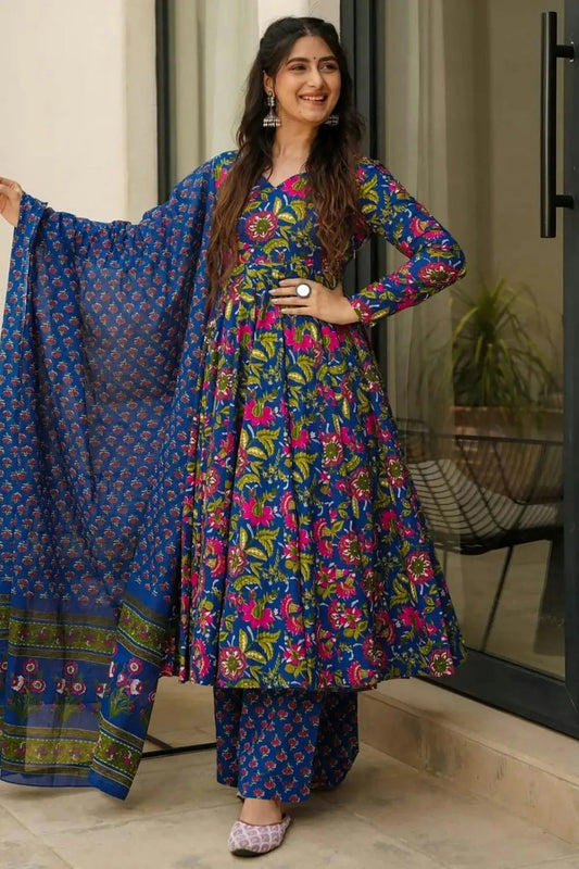 Blue Muslin Stitched Salwar Suit NCSS11111977