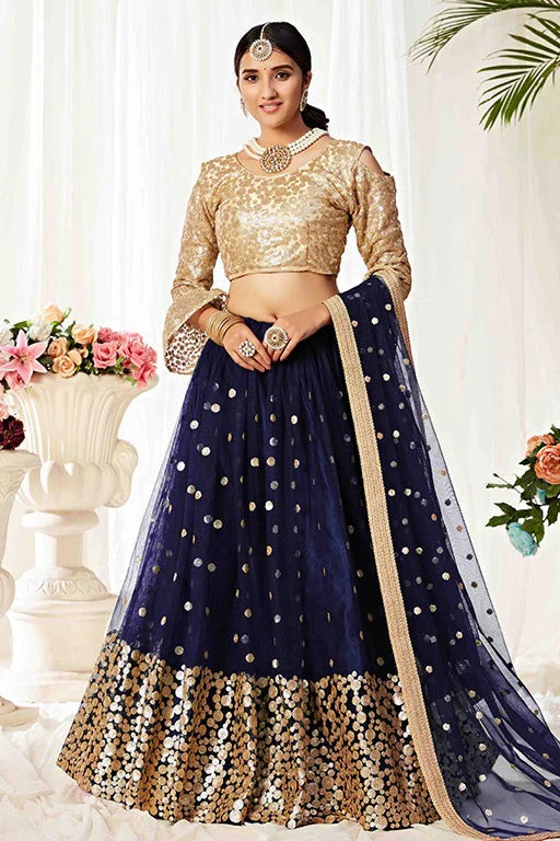 Blue Net Designer Lehenga Choli NCLC12410142