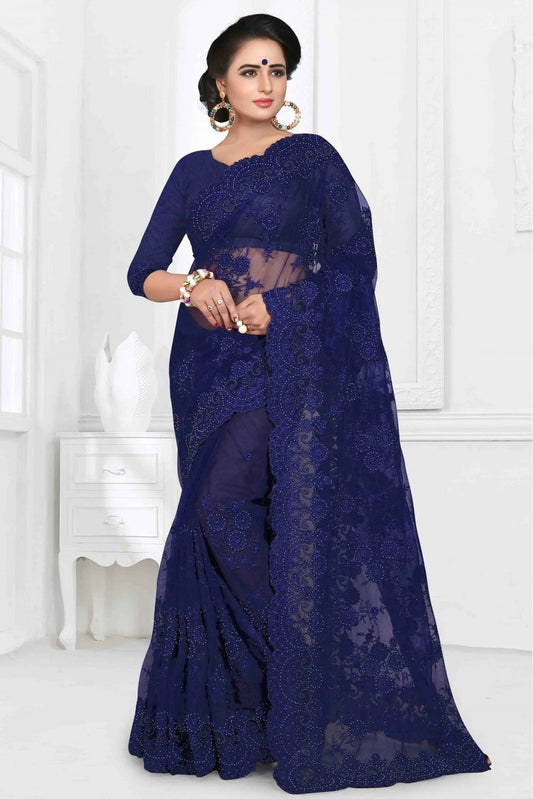 Blue Net Designer Saree NCSD10910475