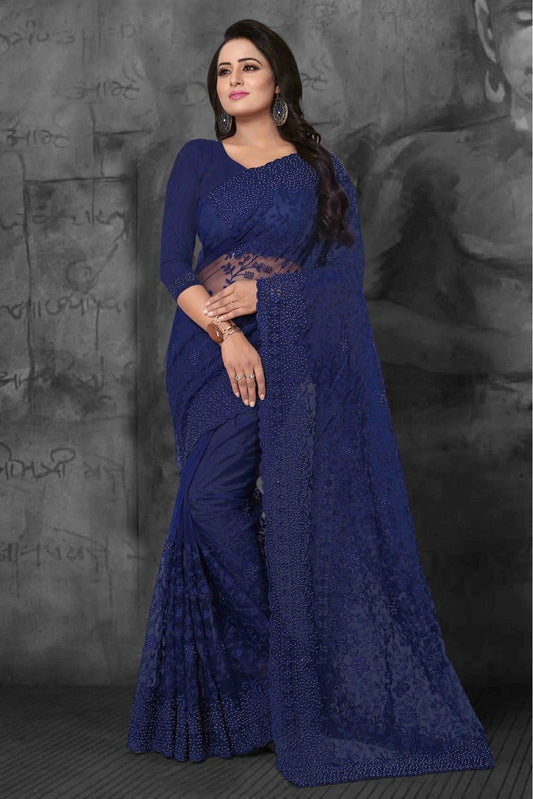 Blue Net Designer Saree NCSD10910487