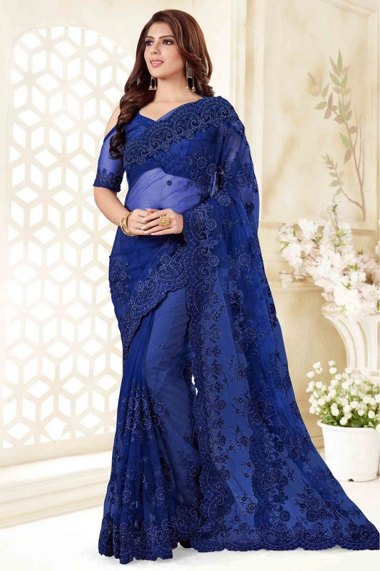 Blue Net Designer Saree NCSD10910498