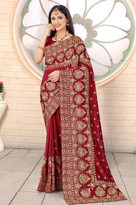 Blue Net Embroidery Saree NCSD10910669