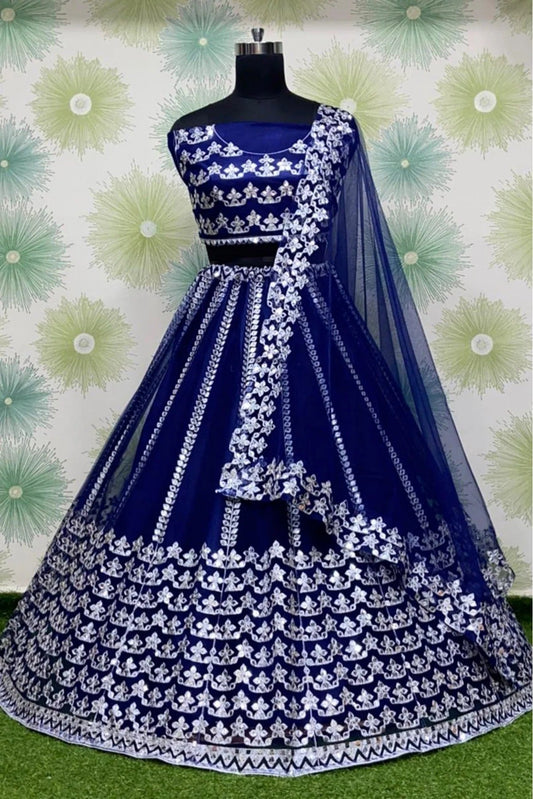 Blue Net Lehenga Choli NCLC10210140